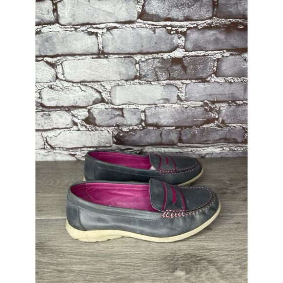 Josef Seibel Gray Leather Pink Stitching Penny Loafer Comfort Shoes Women 36EU/6 - Picture 15 of 16